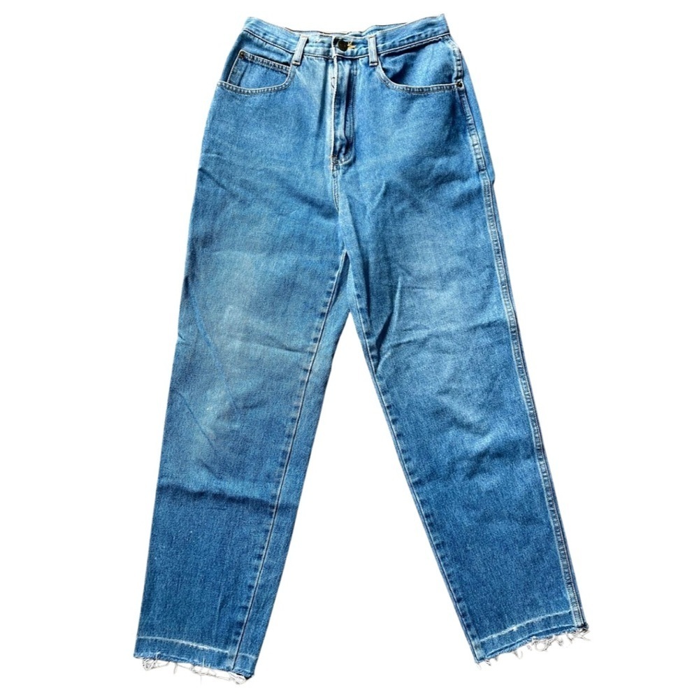 90s Vintage Dixie Blues Straight Leg High Rise Mom Jeans – Raw Hem – Size 9